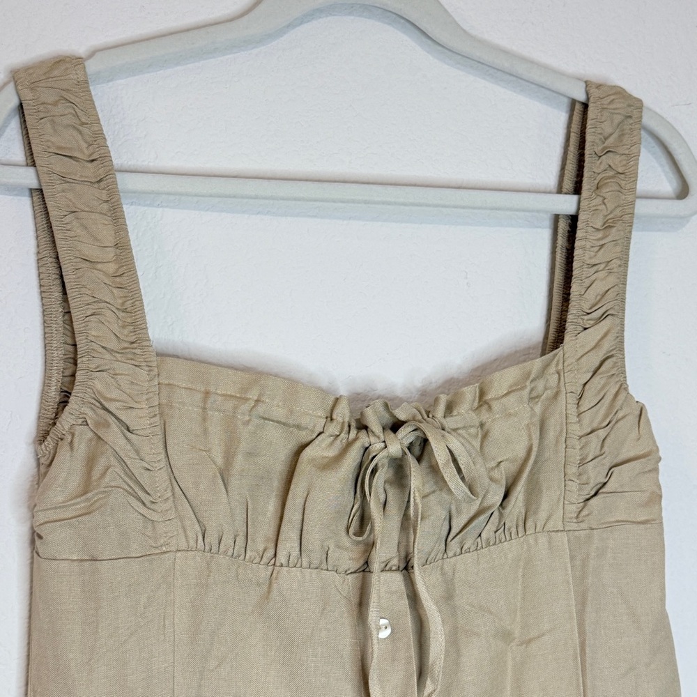 🆕 Lioness Linen Maxi Dress XL 🤎Wheat /Neutral Beige Button Front Boho Luxe NWT - Picture 7 of 16